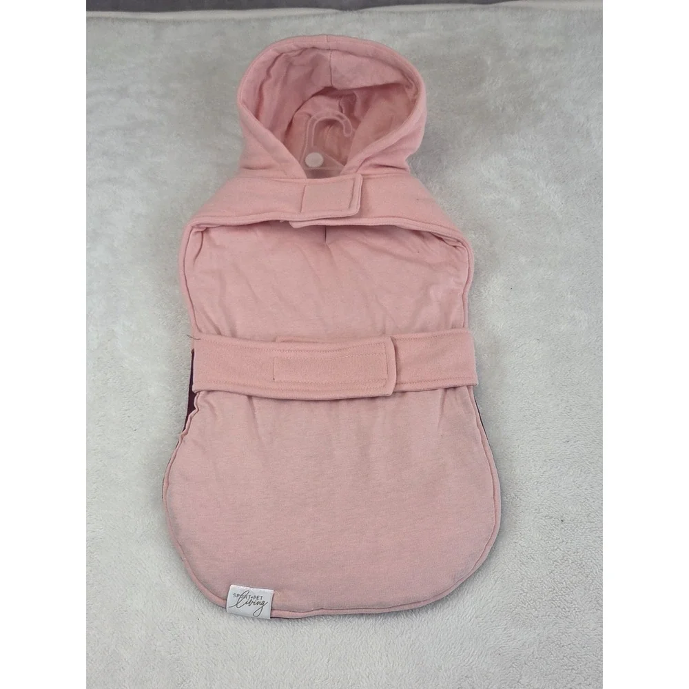 Sport Pet Living Dog Apparel Medium Pink and Burgundy Hooded Coat